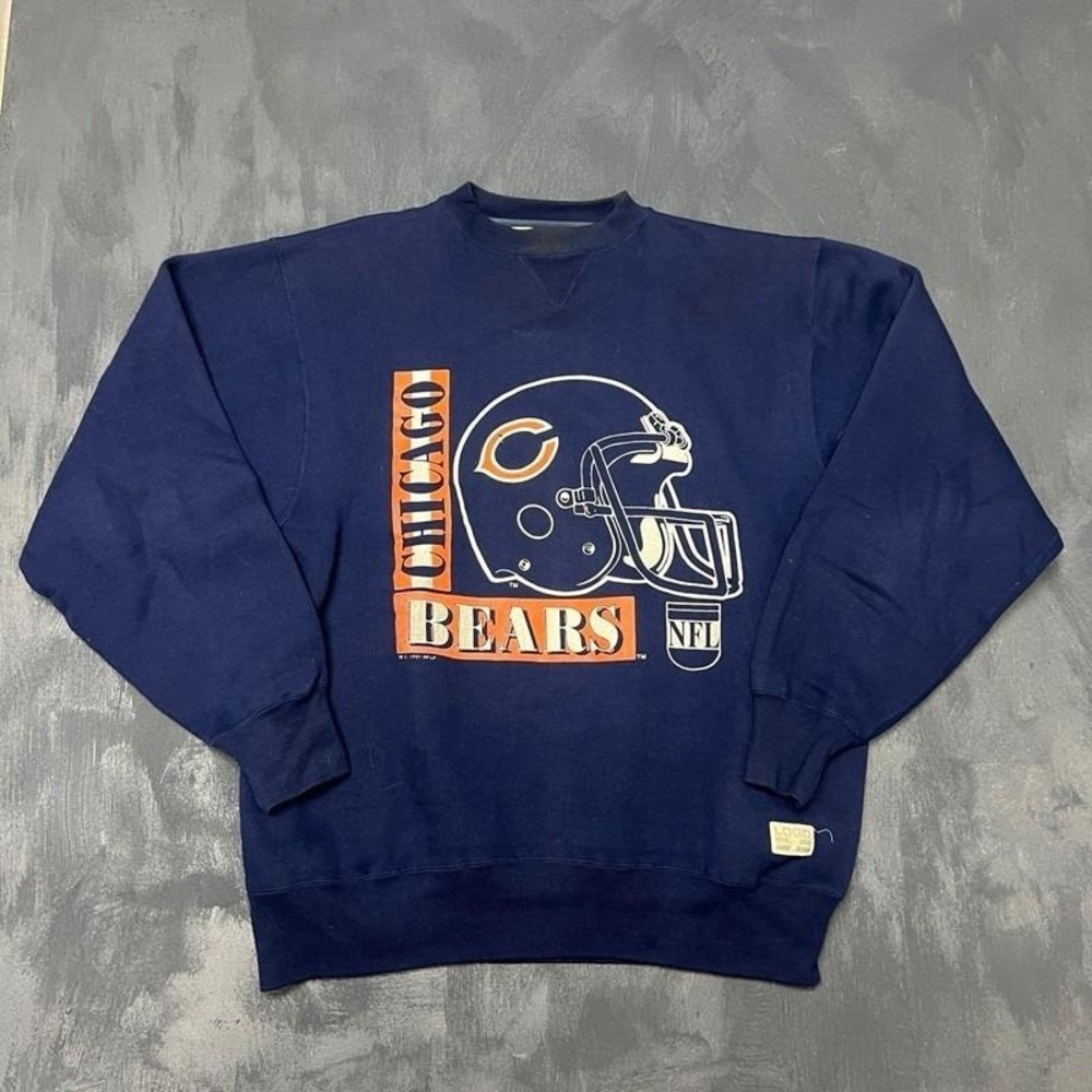 Vintage Chicago Bears Sweatshirt Mens Large Blue 1990s NFL Logo 7